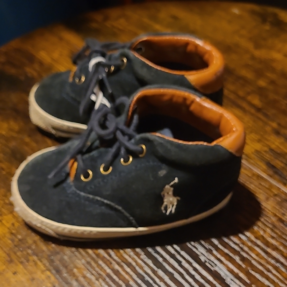 Ralph Lauren Kids Navy and Brown Sneakers